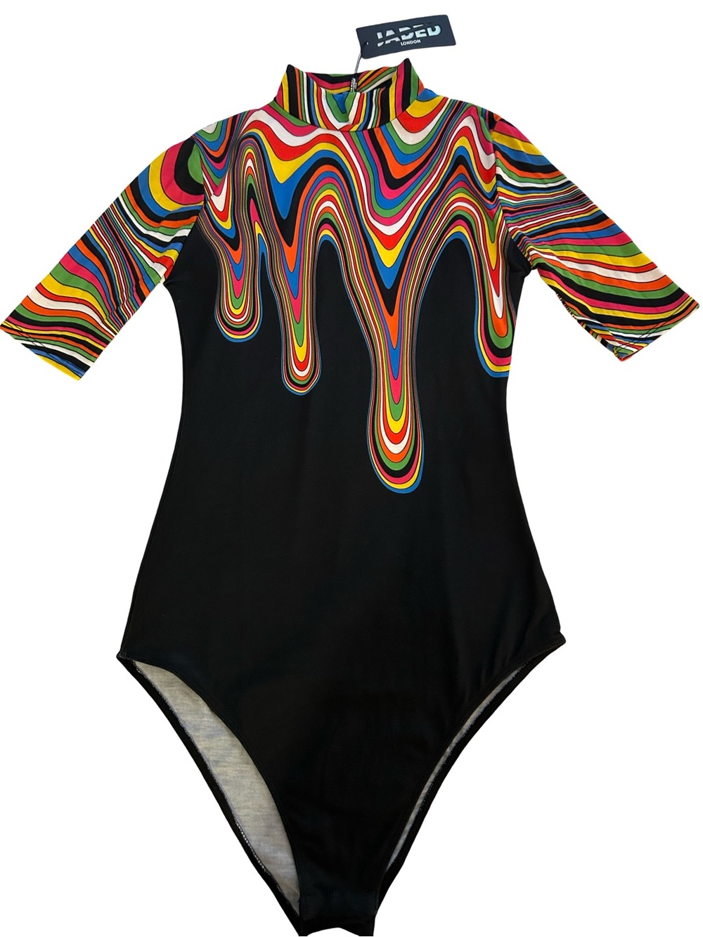 BRAND NEW! Jaded London Multicolor Swirl-Stripe High Neck Top